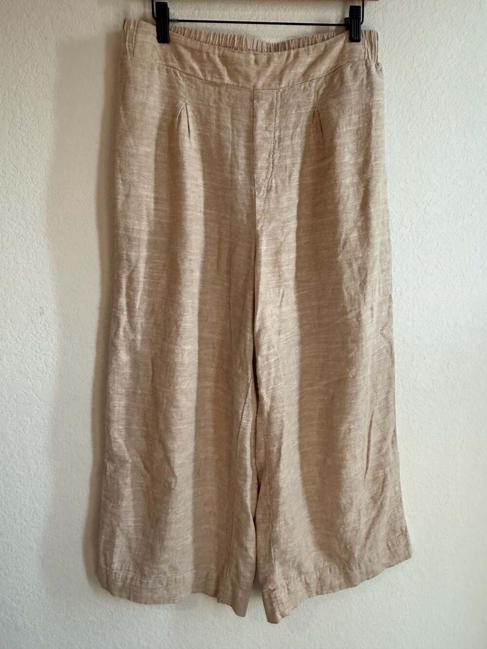 Ella Moss Women's Size S Tan Linen Blend Wide Leg Cropped Pants